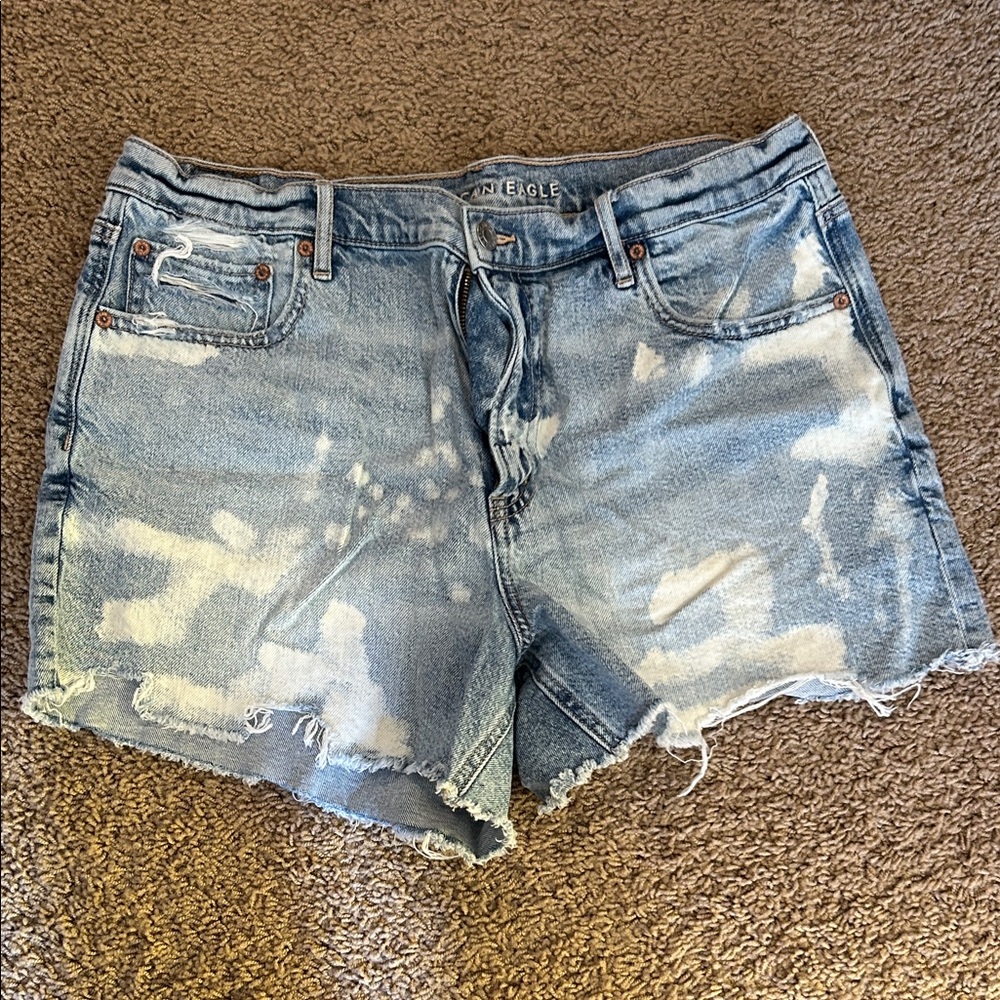 American Eagle Outfitters Bleached Light Blue Distressed Denim Shorts